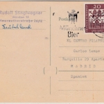 BRD - 20 Pfg. Bischöfe Bernward/Godehard, Karte n. SPANIEN München - Madrid 1961