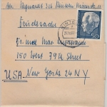 BRD - 50 Pfg. Lübke Streifband n. USA, Rinteln - New York 1967