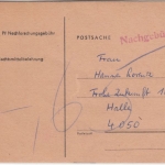 DDR - Postsache/Nachforschungsgebühr Karte Halle 1989