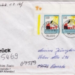 BRD - 50 J. SOS-Kinderdöfer, 2x110 Pfg. Brief 2. Gew.st. Rabenau - Kanada 1999