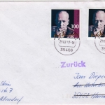 BRD - 100. Geb. Schuhmacher, 2x100 Pfg. Brief 2. Gew.st. Allendorf-Lumda 1997