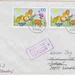 BRD - Für uns Kinder Blockmarke, 2x100 Pfg. Brief 2. Gew.st. Allendorf-Lumda
