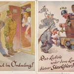 BRD - Starkbier-Panzer, Spind in Ordnung, 2 Bundeswehr-Juxkarten ca. 1965