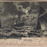 Segelschiffe im Sturm, Halt gegen das Licht-Karte Luna Nr.53, gelaufen 1904