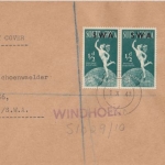 Südwestafrika - 75 J. UPU waagr. Paare Orts-Einschreibebrief/FDC Windhoek 1949
