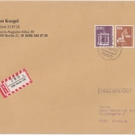 Berlin - 200+190 Pfg. I&T, Einschreibebrief Berlin - Kronach 1987