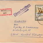 DDR - 85 Pfg. Tischsonnenuhr Einschreibebrief Halle - Korntal 1983