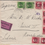 Bayern - 7x10+2x5 Pfg. Ludwig/Volksstaat, Einlbrief i.d. SCHWEIZ, München 1919