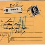 Bayern - 25 Pfg. Ludwig Friedensdr Paketkarte München 20 - Erding 1915 Nachporto