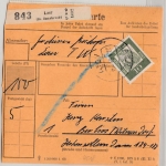 BRD - 20x7+10 Pfg. Bed.Deutsche u.a. Paketkarte Laer - Stuttgart 1964