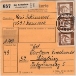 BRD - Heuss/Bed. Deutsche Mischfrankatur Paketkarte Remsede Bad Rothenfelde 1963