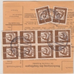 BRD - 7 Pfg. Bed. Deutsche 8er-Block u.a., Paketkarte Hilter - Bethel 1963