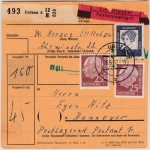 BRD - 1 M.+2x25 Pfg. Bed. Deutsche/Heuss Schnell-Paketkarte Uelzen 1962 n.