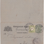 Bayern - 3/3 Pfg. Rauten Antwort-GA-Karte Neu-Ulm - Ebingen 1887