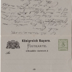 Bayern - 3/3 Pfg. Rauten Antwort-GA-Karte Neu-Ulm - Ebingen 1887