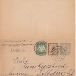 Bayern - 3n2 Pfg. Rauten Antwort-GA-Karte n. USA München - Pittsburg 1907