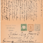 Bayern - 3n2 Pfg. Rauten Antwort-GA-Karte n. USA München - Pittsburg 1907