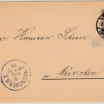 DR - 3 Pfg. K/A, Firmendrucksache (Buckskin Hammer) Forst - München 1893