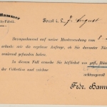 DR - 3 Pfg. K/A, Firmendrucksache (Buckskin Hammer) Forst - München 1893