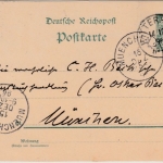 DR - Ritterhude 1896, K1 a. 5 Pfg. GA-Karte n. München