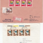 Berlin - Wofa 1965/67 Farbränder Randzudrucke, 11 Belege Einschreiben Luftpost..