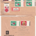 Berlin - Wofa 1965/67 Farbränder Randzudrucke, 11 Belege Einschreiben Luftpost..