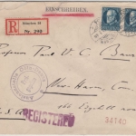 Bayern - 2x20 Pfg. Ludwig, Einschreibebrief n. USA, München 34 - New Haven 1915