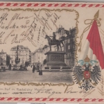 Österreich - Wien Am Hof m. Radetzky Monument Passepartout-Prägekarte ca. 1900