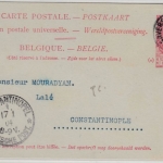 DP Türkei - Incoming 10 C. belg. GA-Karte Antwerpen - Constantinopel 1904
