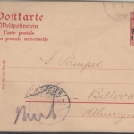 DP Marokko - 10 C. a. 10 Pfg. Germania GA-karte Casablanca - Billwärder 1906