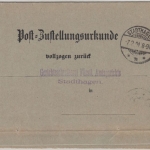 DR - Stadthagen 1891, Frei lt. Avers Nr. 8, grüner Aufkleber Orts-Zustellurkunde