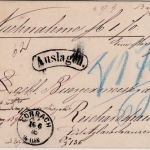 DR - Lörrach 1876, Auslagen-Karte (!) n. Reichartshausen b. Aglasterhausen