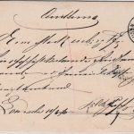 DR - Lörrach 1876, Auslagen-Karte (!) n. Reichartshausen b. Aglasterhausen