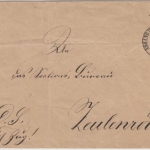 DR - Abgang in Dresden 1884 K.S.St.B. K1 EDS-Dienstbrief n. Zeulenroda "Mit Zug"