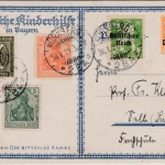 DR - Deutsche Kinderhilfe i. Bayern 10 Pfg. Privat-GA-Karte+Zusatz Nürnberg 1922