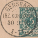 DR - Gersbach (Bz. Konstanz) 1890, KOS ideal a. 5 Pfg. GA-Karte n. Hügelheim