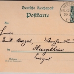 DR - Gersbach (Bz. Konstanz) 1890, KOS ideal a. 5 Pfg. GA-Karte n. Hügelheim