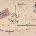 DR - 5 Pfg. Germania Karte n. ÖSTERREICH postlagernd Retourzettel Annaberg 1913