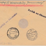 DR - Waldenburg 1944, Einschreibebrief (Feldpost) n. Stuttgart - Retourvermerk