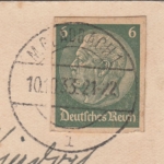 DR - 6 Pfg. Hindenburg GA-Ausschnitt Karte M.Gladbach Erfurt 1933