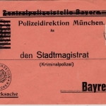 DR-Infla - 50 Pfg. By-Abschied/DR Dienstbrief Polizei München Bayreuth 1922