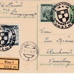 Österreich 5 Pfg. Staatswappen GA-karte Zusatz Einschreibekarte SST Wien 1946
