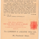 England 1/1 P. Antwort-Ganzsache i.d. SCHWEIZ Firmenzudruck London & Asatic Tea