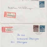BRD - Brandenburger Tor Ortsbrief Einschreiben 1. + 2. Gew.st. Böblingen 1969/71