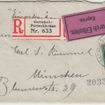 Bayern - 60 Pfg. Ludwig Eilboten Einschreibebrief Garmisch-Partenkirchen 1918 n.