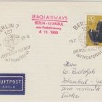 DDR - Iraqi Airways 1st-Flug Berlin - Istanbul Luftpostkarte 1969