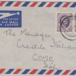 Rhodesia Nyassa - 9 P. Elizabeth Paar Luftpostbrief n. ITALIEN Kariba Como 1948