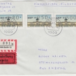 Berlin - ATM 80+250+300 Pfg. Eilboten Einschreibebrief n. Amberg Berlin 12 1987