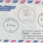 Türkei - 250 K. NATO Bogenecke Luftpostbrief LH 1st-Flug Ankara - Baghdad 1974