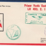 Chile - 300 E. a. 50 C. Überdruck Luftpostbrief LH 1st-Flug Santiago - Köln 1974